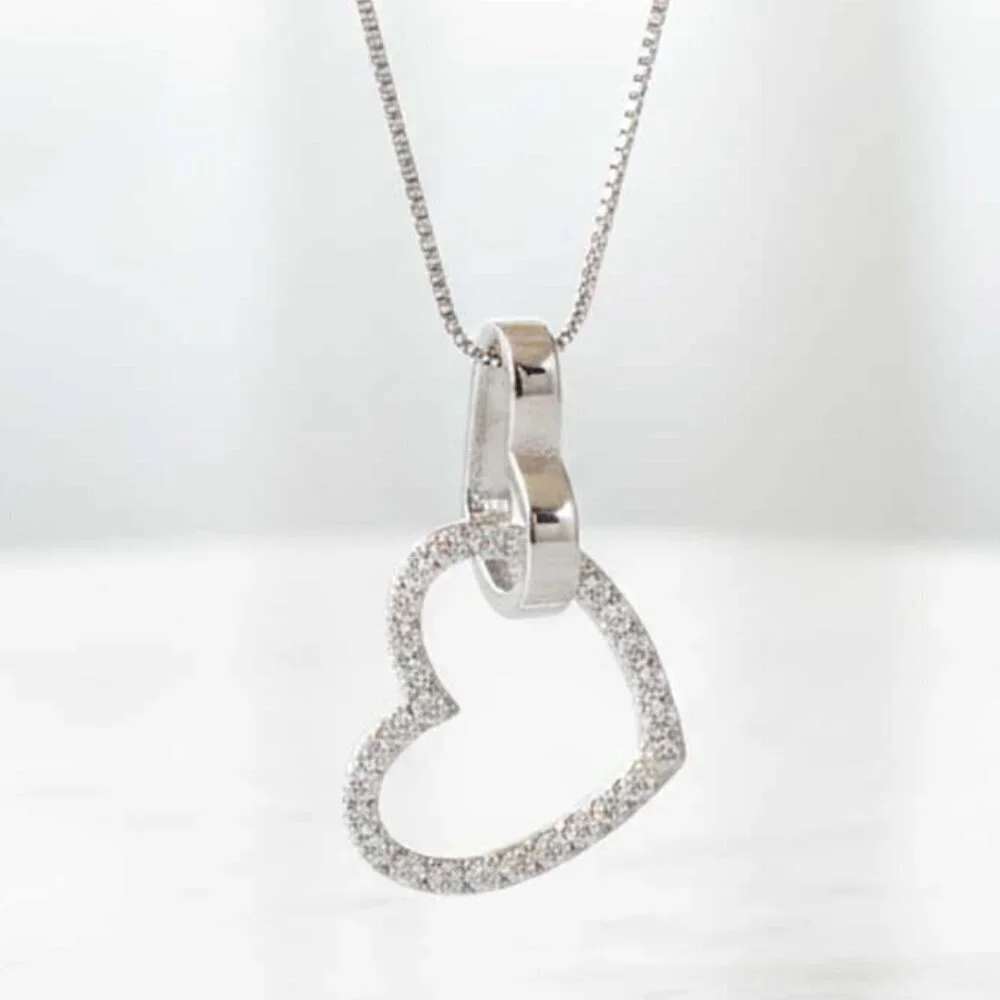 Ladies Double Heart Crystal Necklace - Heart Necklace
